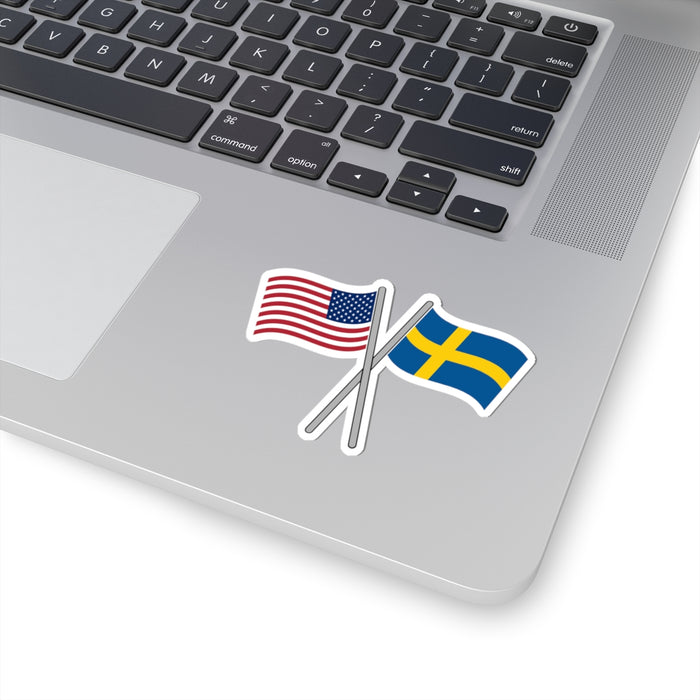 United States And Sweden Crossed Flags Sticker