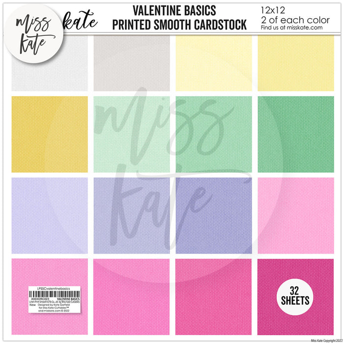 Valentine Basics - Linen Printed Smooth Cardstock Single-Sided