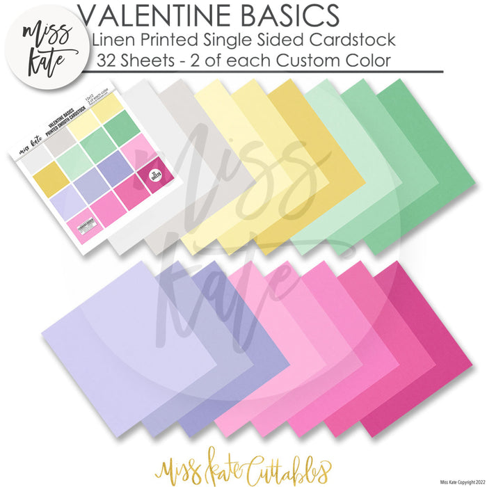 Valentine Basics - Linen Printed Smooth Cardstock Single-Sided