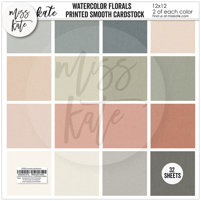 Watercolor Florals - Linen-Printed Smooth Cardstock Single-Sided Linen Printed