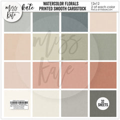 Watercolor Florals - Linen-Printed Smooth Cardstock Single-Sided Linen Printed