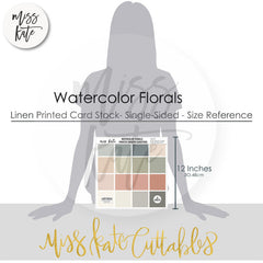 Watercolor Florals - Linen-Printed Smooth Cardstock Single-Sided Linen Printed