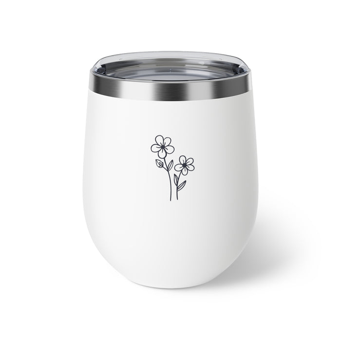 12oz Insulated Wine Tumbler — Floral Line Art
