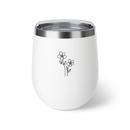 12oz Insulated Wine Tumbler — Floral Line Art