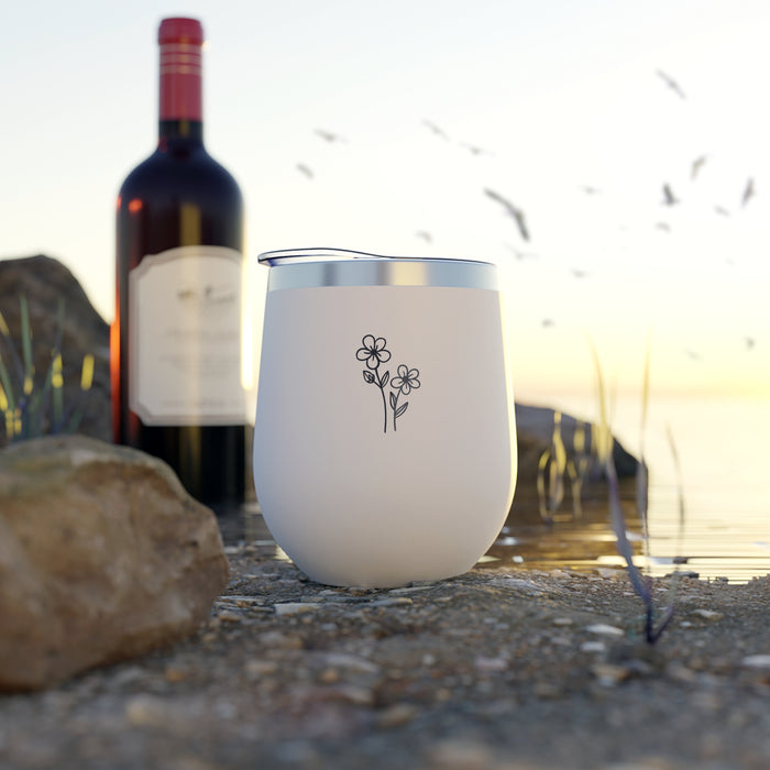 12oz Insulated Wine Tumbler — Floral Line Art
