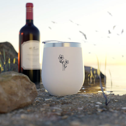 12oz Insulated Wine Tumbler — Floral Line Art