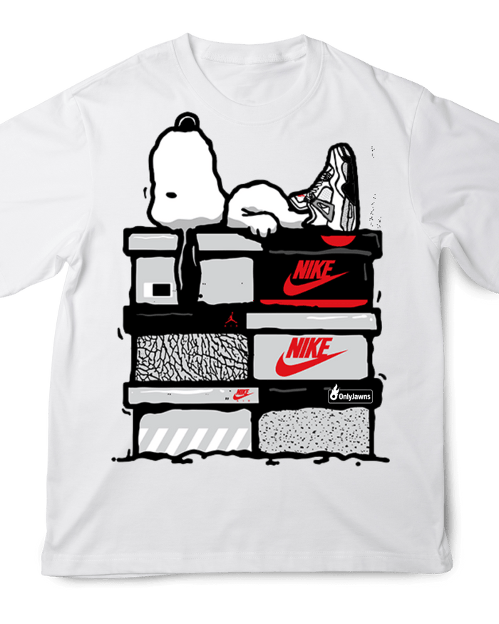 Jordan 4 White Cement Snoopy - Original Jawns - White T-Shirt - T-Shirt - Jawns on Fire Sneakers & Shoes