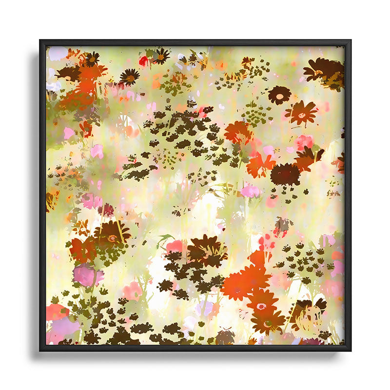 83 Oranges A Sunlit Meadow Square Metal Framed Art Print