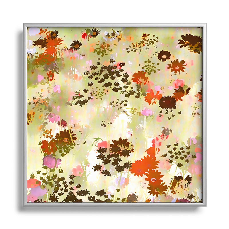 83 Oranges A Sunlit Meadow Square Metal Framed Art Print