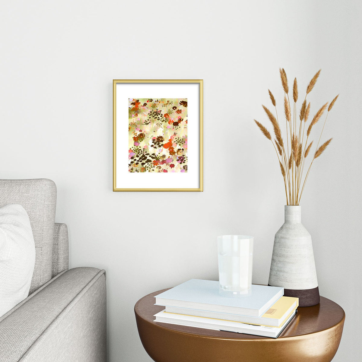 83 Oranges A Sunlit Meadow Metal Framed Art Print