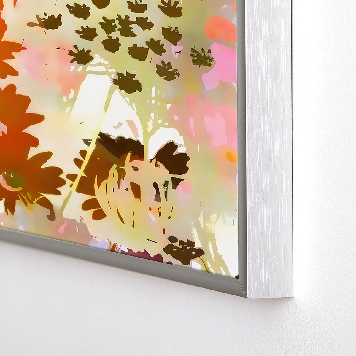 83 Oranges A Sunlit Meadow Square Metal Framed Art Print