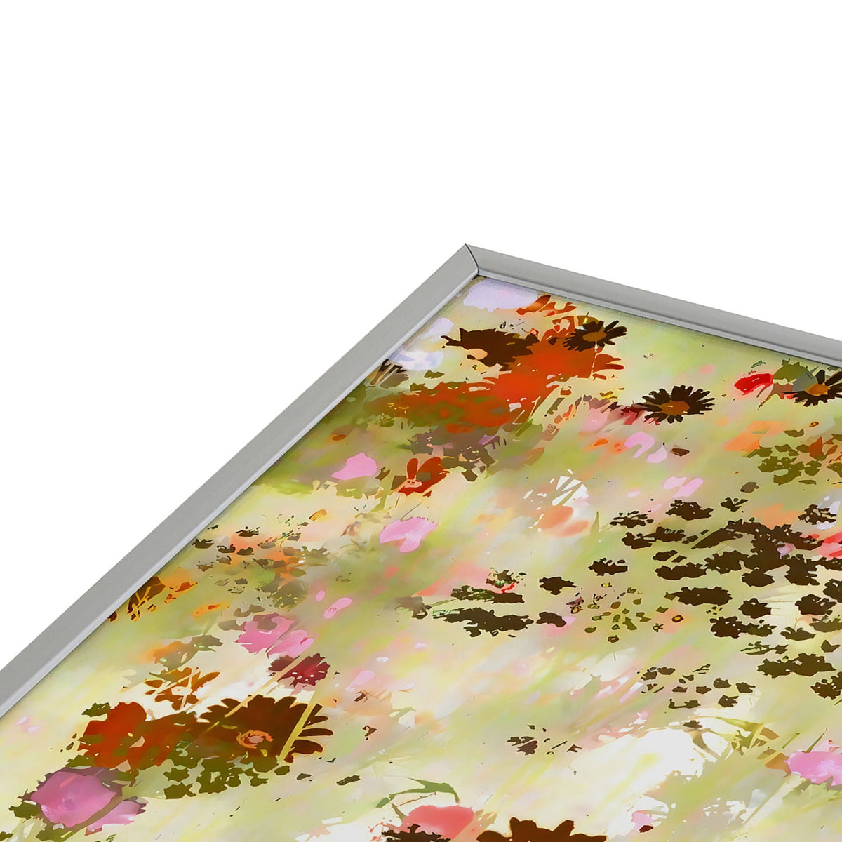 83 Oranges A Sunlit Meadow Square Metal Framed Art Print