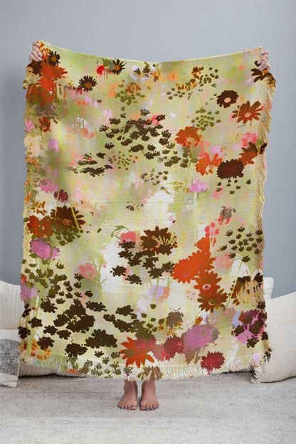 83 Oranges A Sunlit Meadow Throw Blanket
