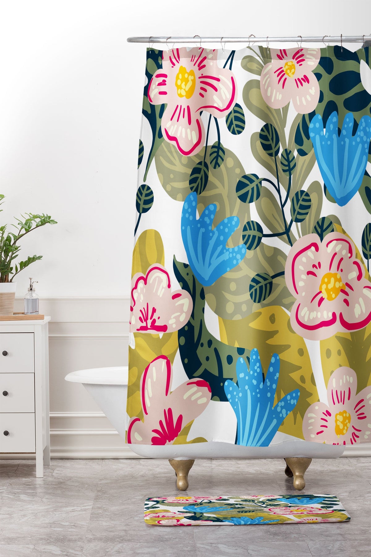 83 Oranges Aksa Shower Curtain And Mat