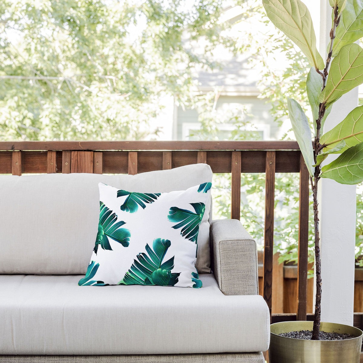 83 Oranges Banana Leaf Crush Outdoor Throw Pillow
