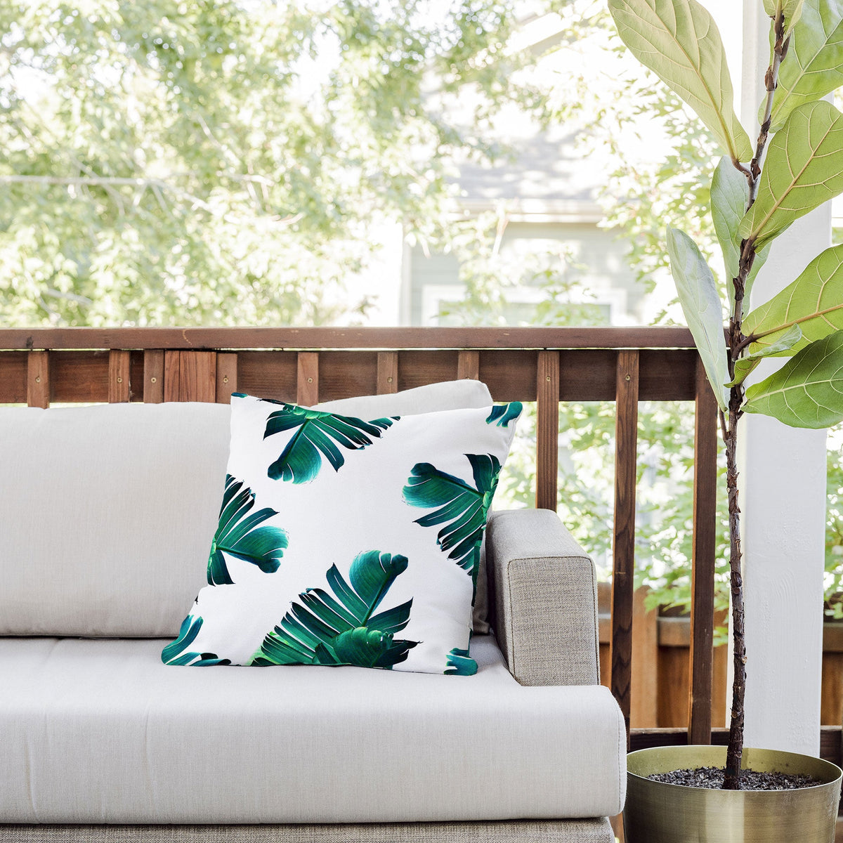 83 Oranges Banana Leaf Crush Outdoor Throw Pillow