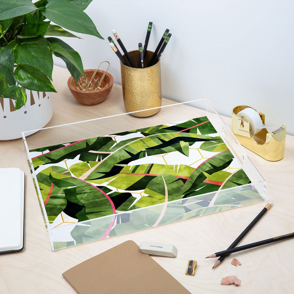 83 Oranges Banana Leaf Salad Acrylic Tray