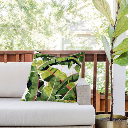 83 Oranges Banana Leaf Salad Outdoor Throw Pillow