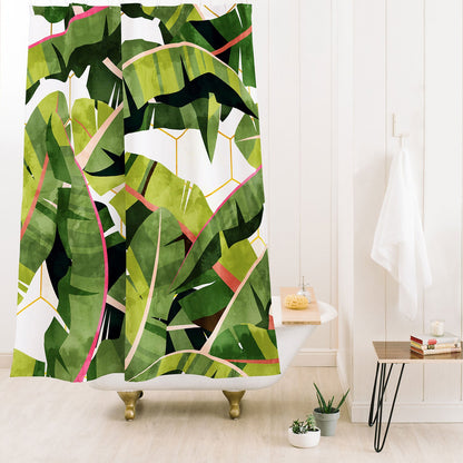 83 Oranges Banana Leaf Salad Shower Curtain