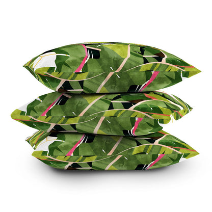 83 Oranges Banana Leaf Salad Outdoor Throw Pillow