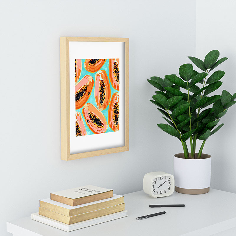 83 Oranges Big Papaya Watercolor Painting Recessed Framing Rectangle