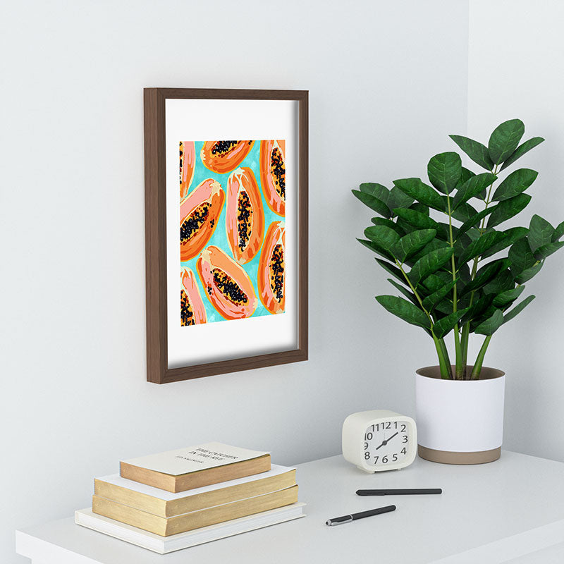 83 Oranges Big Papaya Watercolor Painting Recessed Framing Rectangle