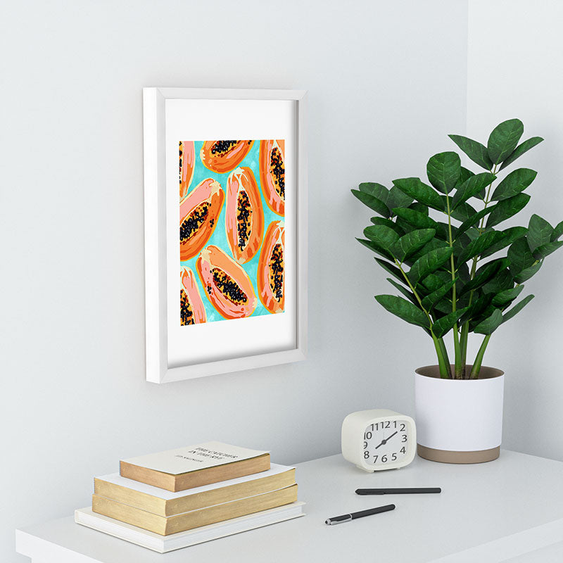 83 Oranges Big Papaya Watercolor Painting Recessed Framing Rectangle