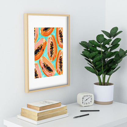 83 Oranges Big Papaya Watercolor Painting Recessed Framing Rectangle