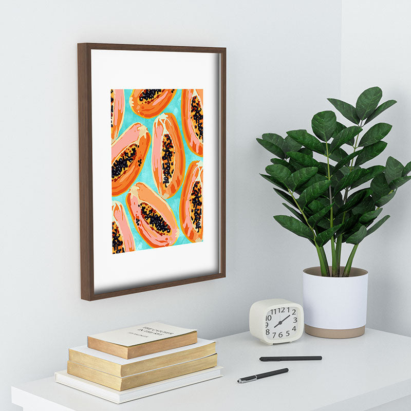 83 Oranges Big Papaya Watercolor Painting Recessed Framing Rectangle