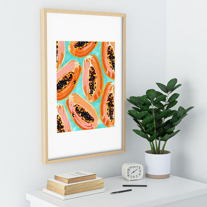 83 Oranges Big Papaya Watercolor Painting Recessed Framing Rectangle