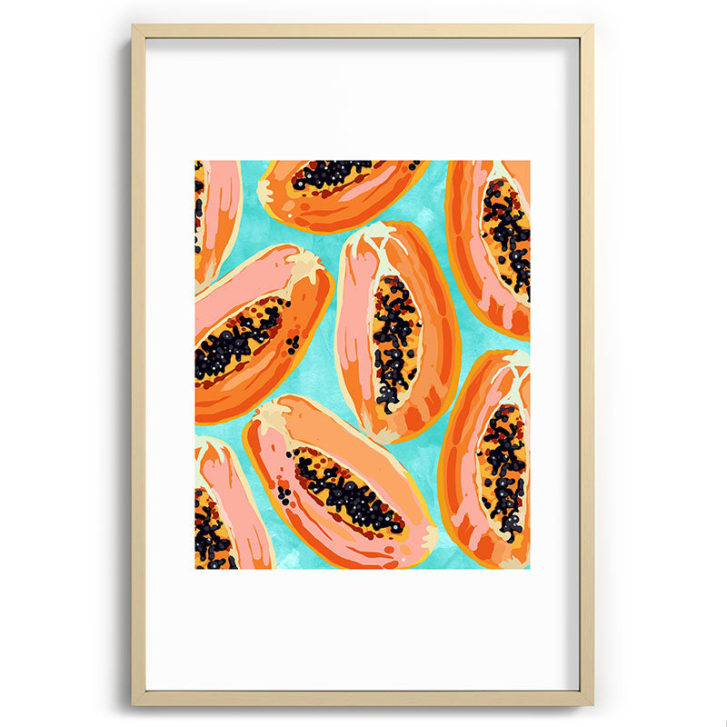 83 Oranges Big Papaya Watercolor Painting Recessed Framing Rectangle