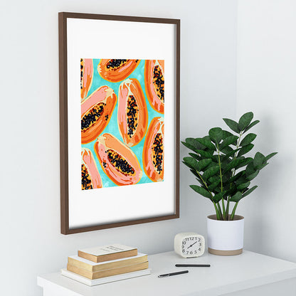 83 Oranges Big Papaya Watercolor Painting Recessed Framing Rectangle