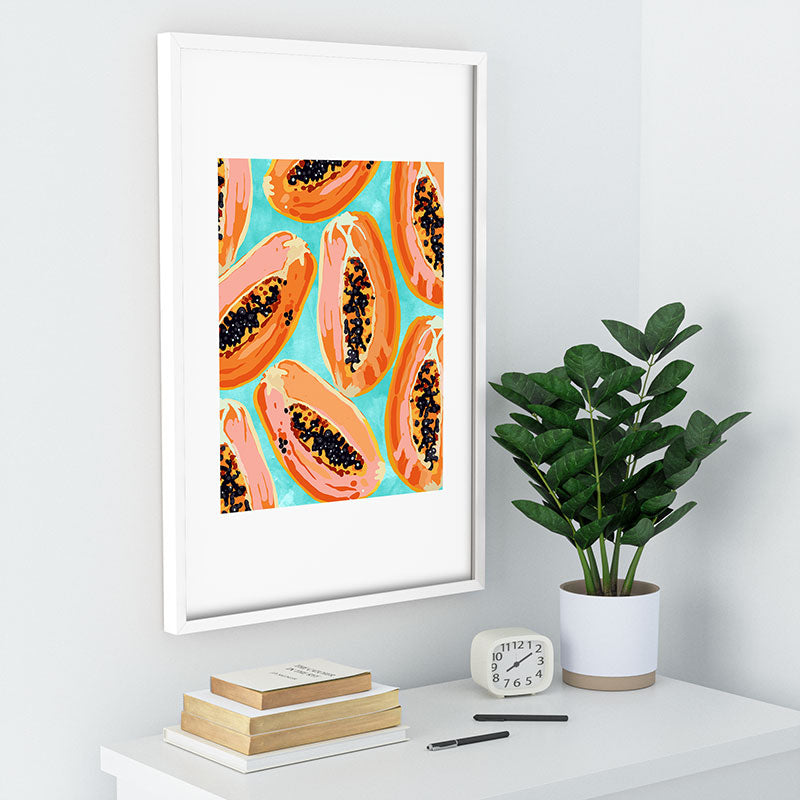 83 Oranges Big Papaya Watercolor Painting Recessed Framing Rectangle