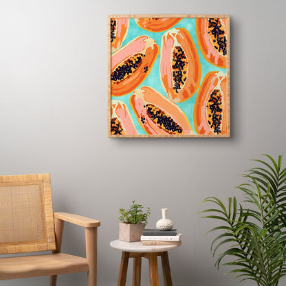 83 Oranges Big Papaya Watercolor Painting Framed Wall Art