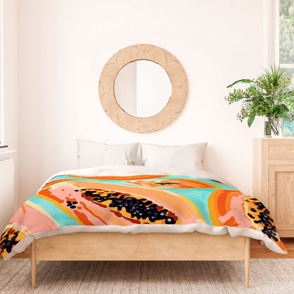 83 Oranges Big Papaya Watercolor Painting Duvet Cover