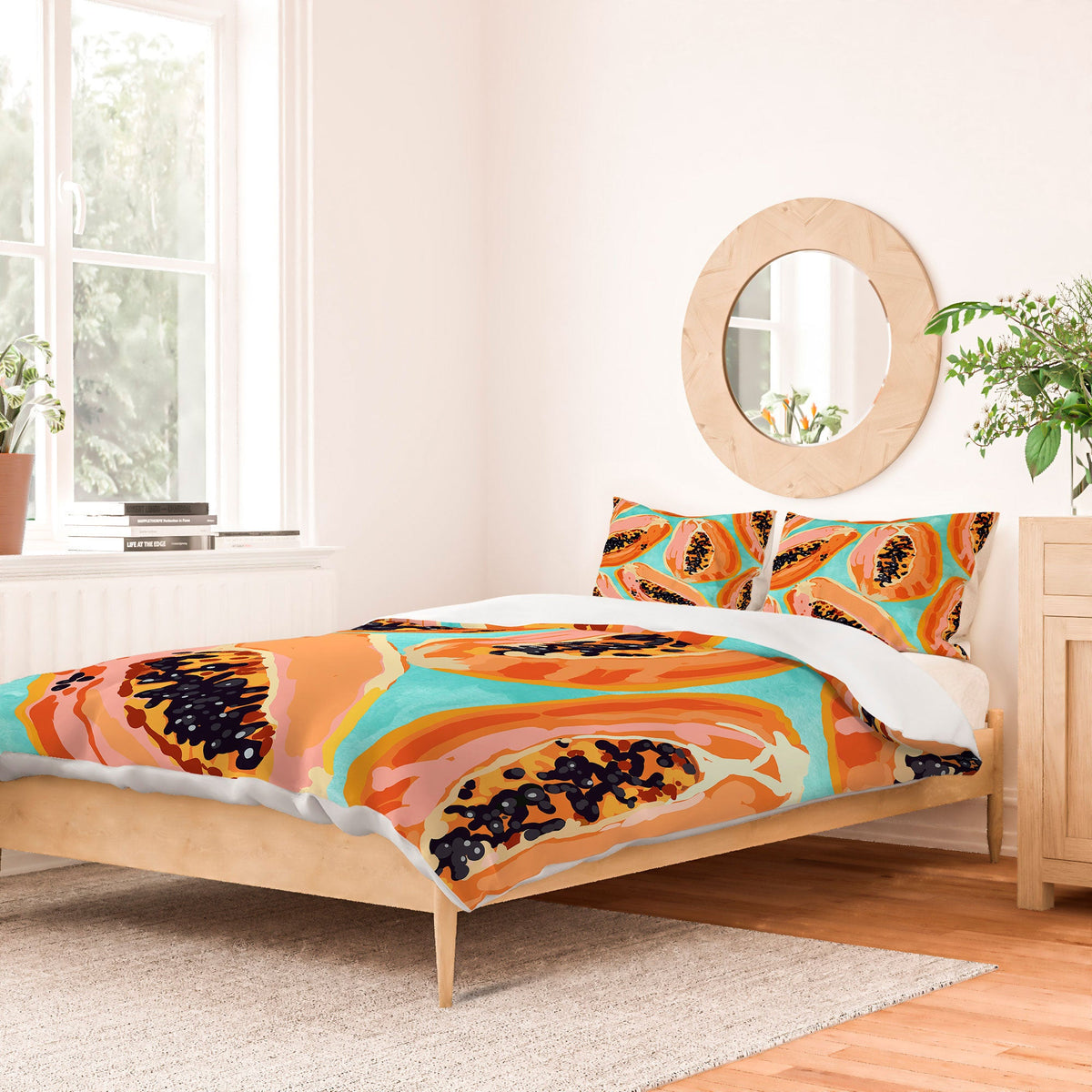 83 Oranges Big Papaya Watercolor Painting Duvet Cover