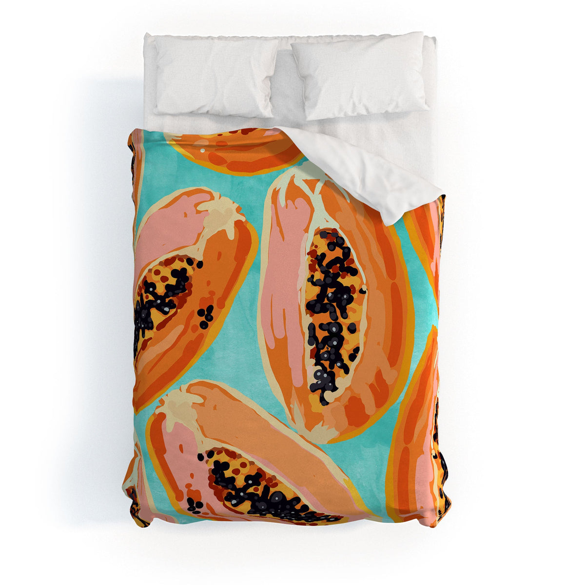 83 Oranges Big Papaya Watercolor Painting Duvet Cover