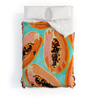 83 Oranges Big Papaya Watercolor Painting Duvet Cover