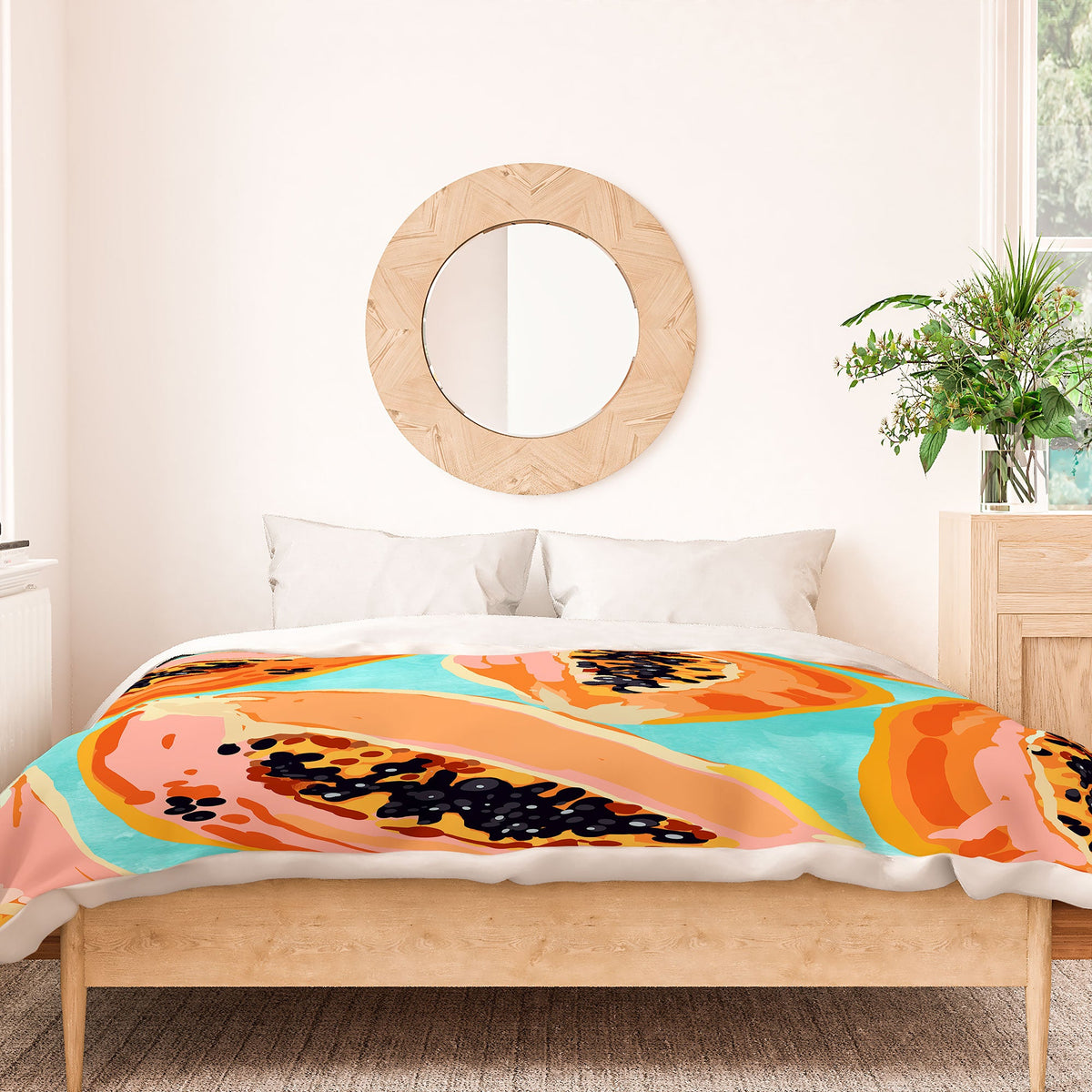 83 Oranges Big Papaya Watercolor Painting Duvet Cover