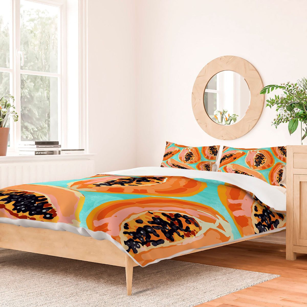 83 Oranges Big Papaya Watercolor Painting Duvet Cover