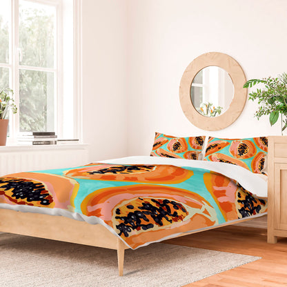 83 Oranges Big Papaya Watercolor Painting Duvet Cover