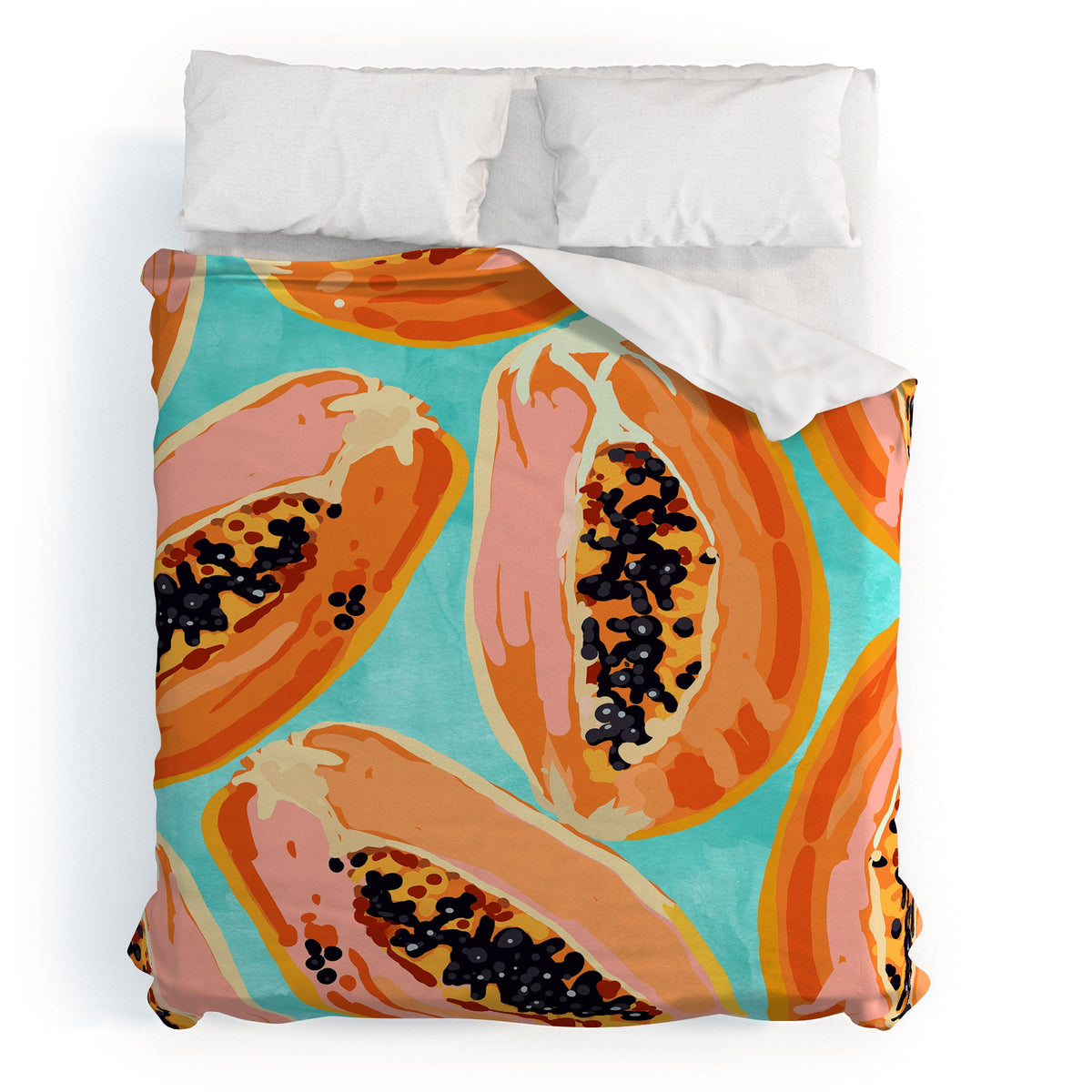 83 Oranges Big Papaya Watercolor Painting Duvet Cover