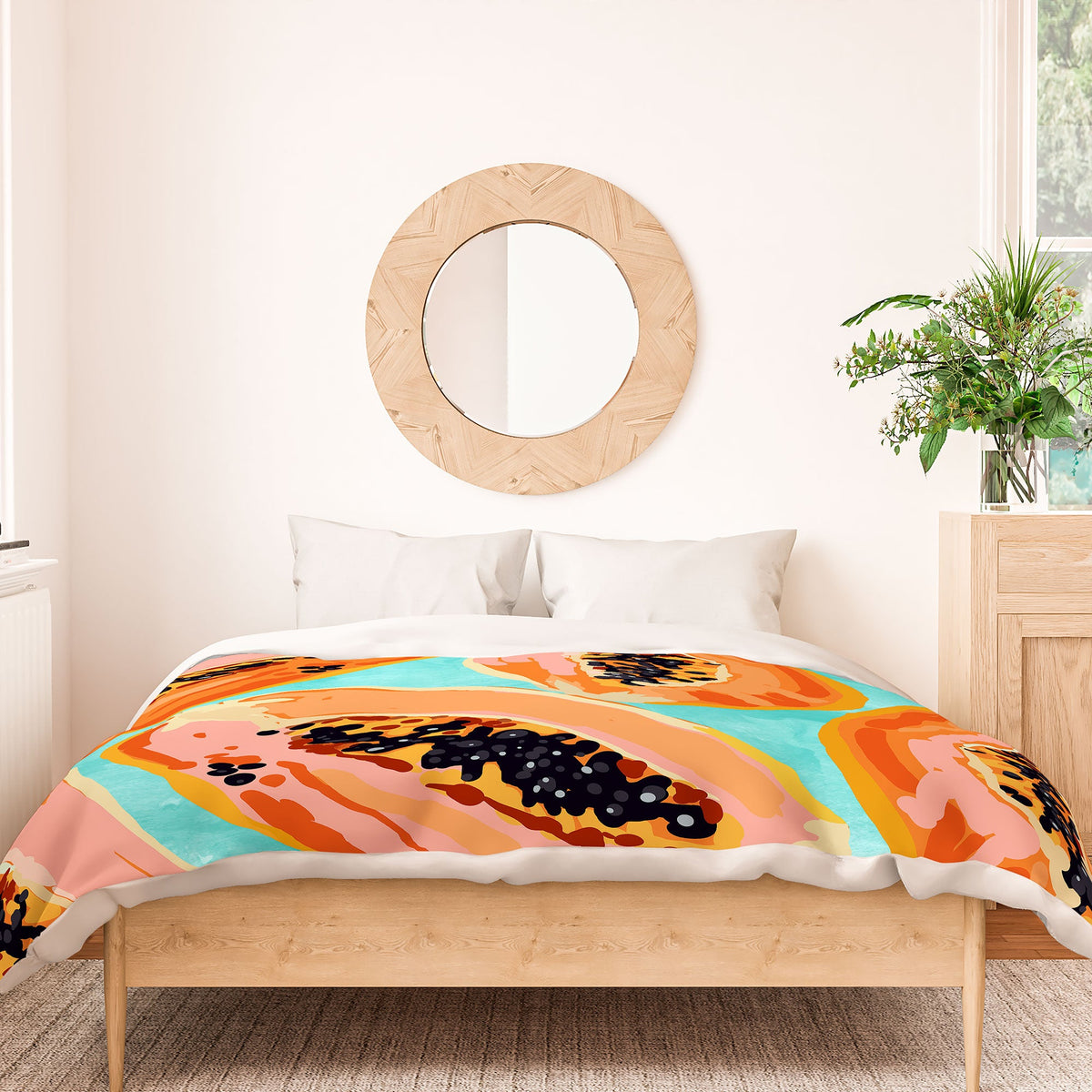 83 Oranges Big Papaya Watercolor Painting Duvet Cover