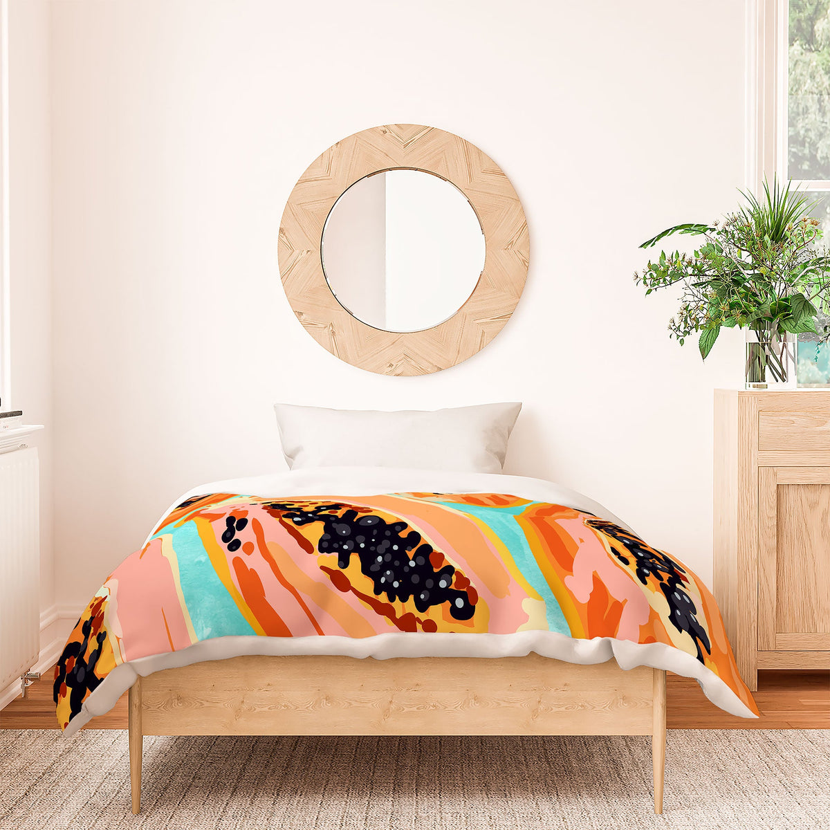 83 Oranges Big Papaya Watercolor Painting Duvet Cover