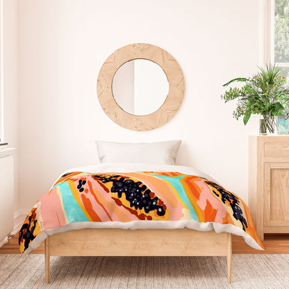 83 Oranges Big Papaya Watercolor Painting Duvet Cover