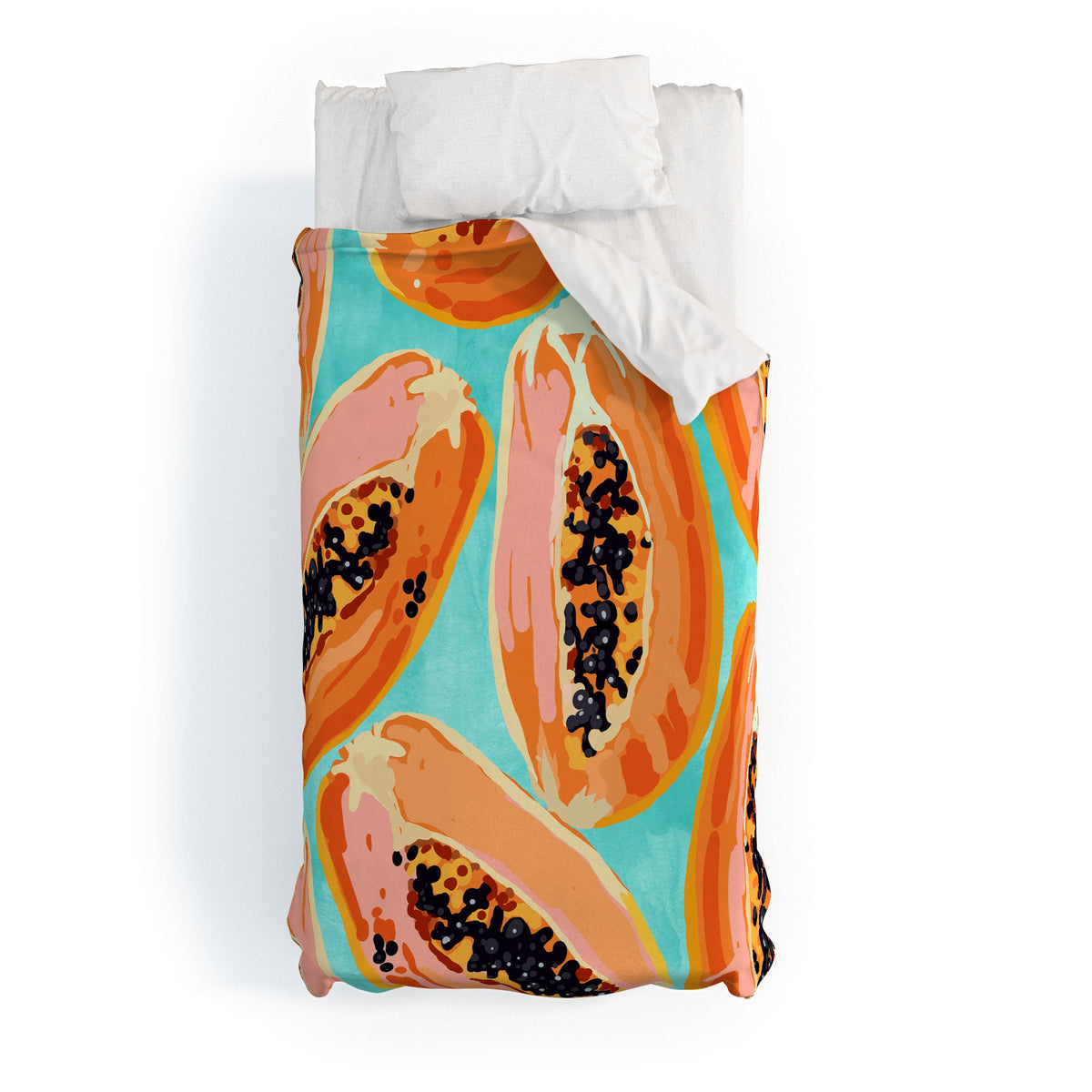 83 Oranges Big Papaya Watercolor Painting Duvet Cover