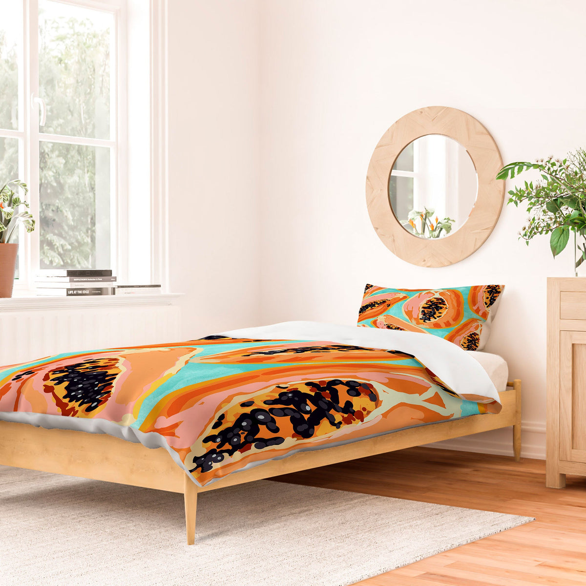 83 Oranges Big Papaya Watercolor Painting Duvet Cover