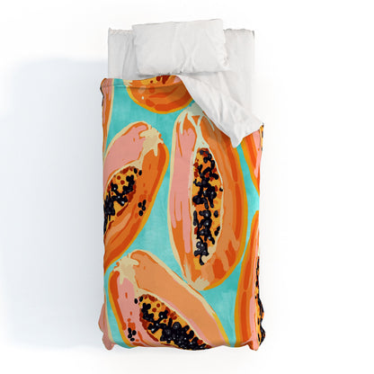 83 Oranges Big Papaya Watercolor Painting Duvet Cover