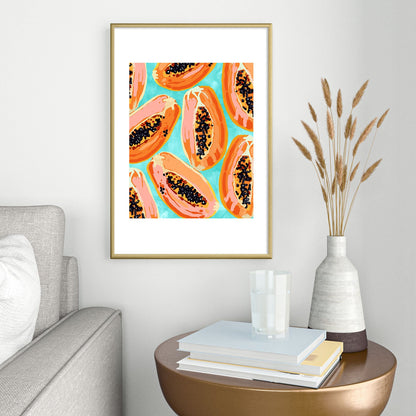 83 Oranges Big Papaya Watercolor Painting Metal Framed Art Print
