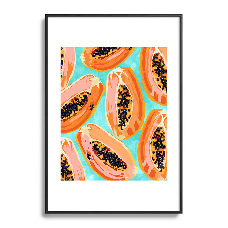 83 Oranges Big Papaya Watercolor Painting Metal Framed Art Print